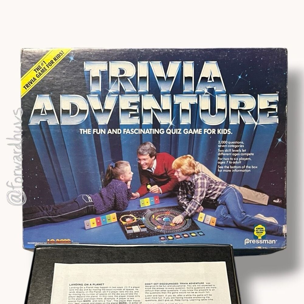 Pressman Trivia Adventure Vintage Board Game Complete 1983